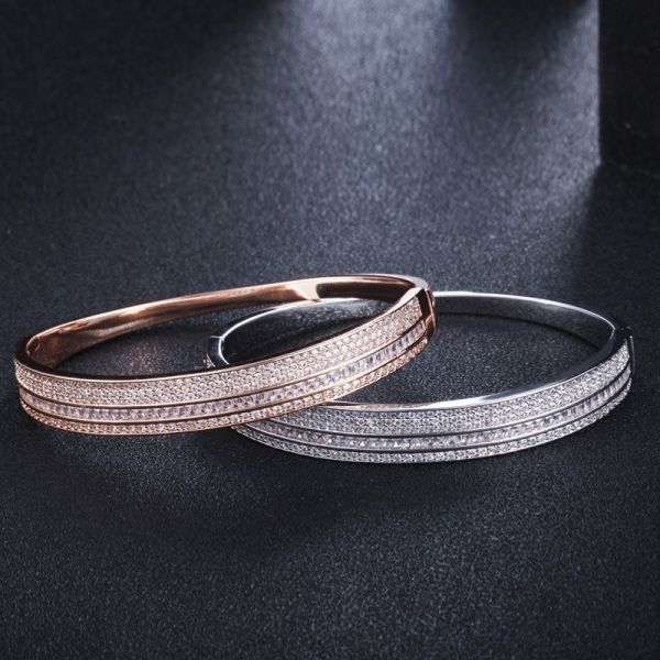 Fashion White Round Zircon Bracelet For Women Shiny CZ Crystal Adjustable Chain Bracelet Female Bridal Wedding Jewelry