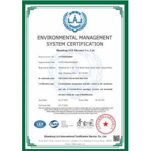Shandong YST Elevator Co., Ltd. Certificaciones