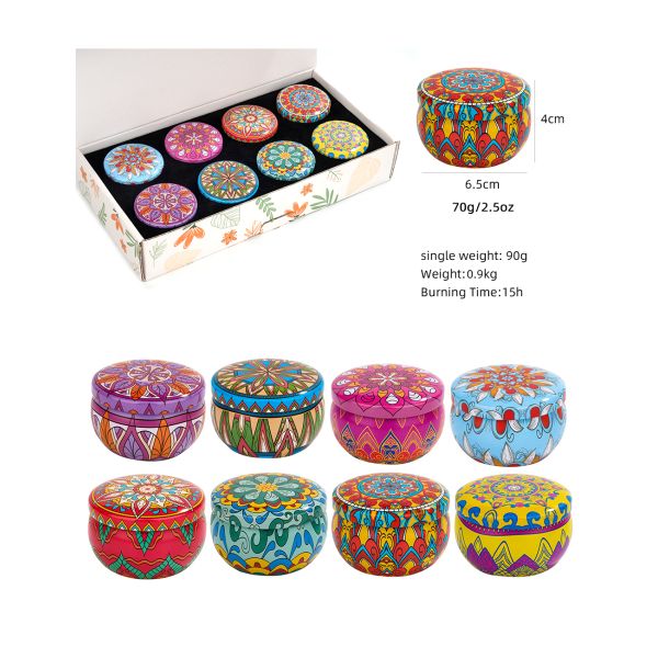 8 Pack Yoga Aroma Candle Set Tin Scented Candle  Spirit Healing