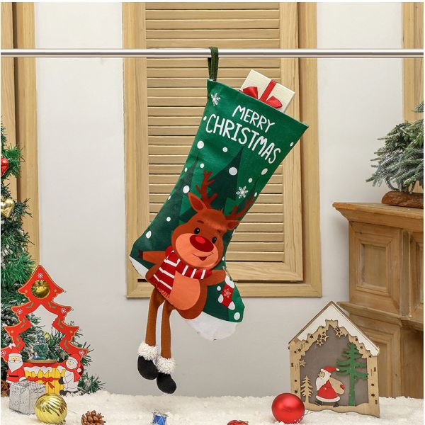 Open Closure Type Christmas Stocking Decoration Snowman Gift Bag for Fireplace Pendant