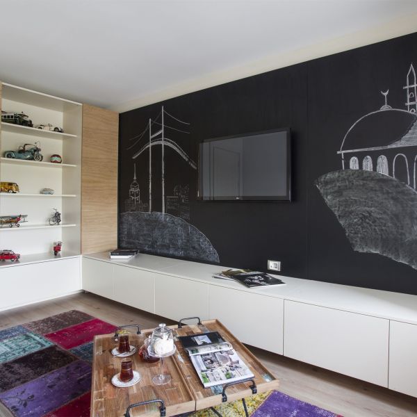 Modern White Dark Grey Wall Mounted TV Cabinet Melamine TV Unit Bench Wood Grain