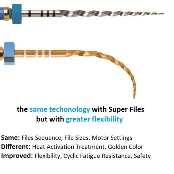 Heat Activation Dental Golden Pro-Taper Files High Flexibility For Curved Canals