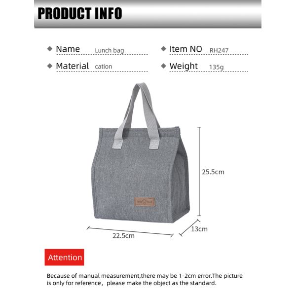 Polyester Shopping Lunch Cooler Bag Thermal Tote for Simple and Fashion Insulation