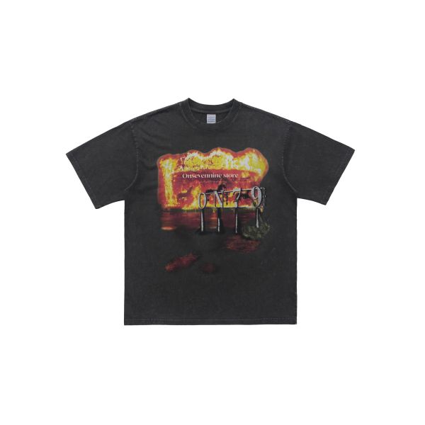 Паническая пахта покупает сверхразмерные майки с промытой кислотой типографией тяжеловесные майки