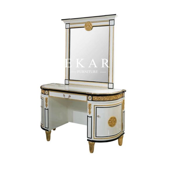Royal Spanish Luxury Wooden Carving Dressing Table