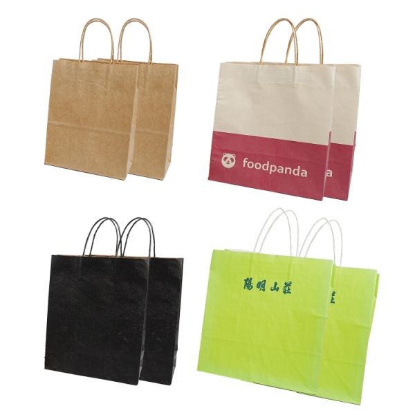 Customized printing of logos on paper bags eco-friendly and recyclable disposable food packaging kraft paper bags