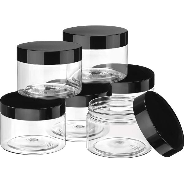 Plastic Pot Jars Round Clear Leak Proof Plastic Container Jars with Lid for Travel Storage, Eye Shadow, Nails, Paint