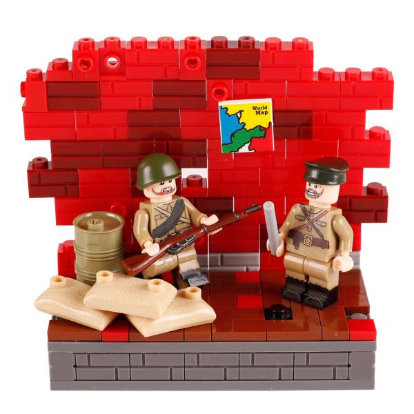 WW2 city wall military accessories map secen soviet soldier officer mini figure ruin building block