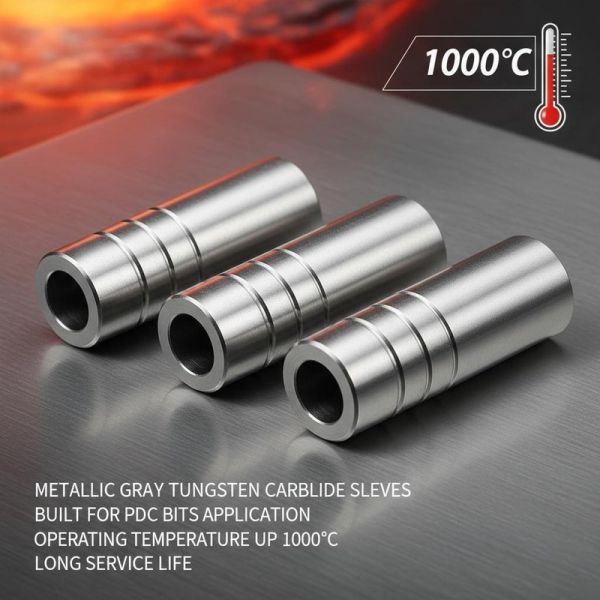 Metallic Gray Tungsten Carbide Sleeves Built for PDC Bits Application Operating Temperature Up To 1000°C Long Service Life