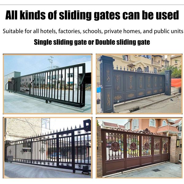  Chain Drive Sliding Gate Opener Solar Powered WiFi Control Backup Battery