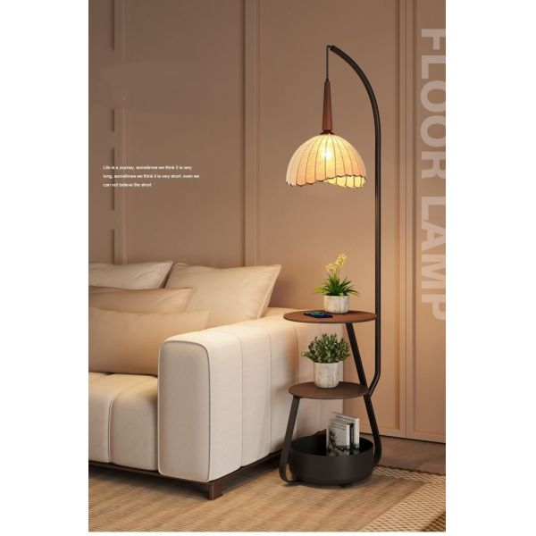 JYLIGHTING Lámpara de suelo Sofá de mesa de lado de la sala de estar Francés americano Retro Repisal junto a la cama Lámpara de mesa de pie integrada de la habitación