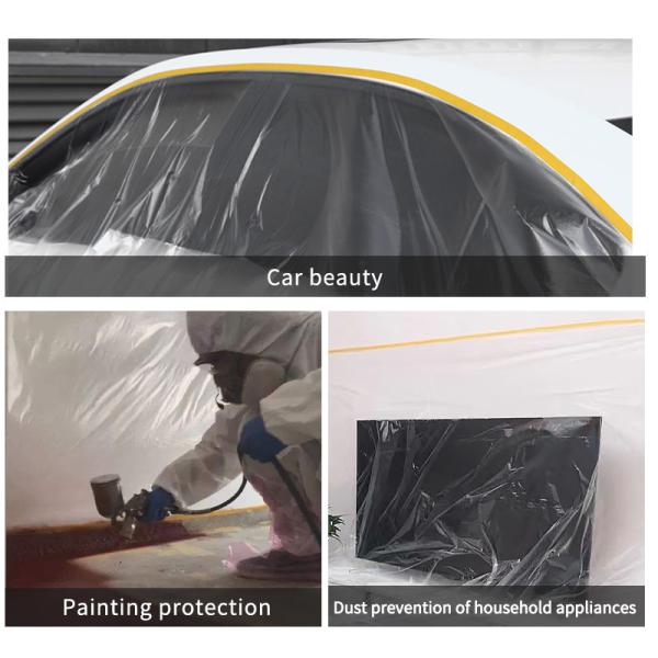 Película de plástico PE transparente Crêpe papel pintura a vapor cobrindo carro filme de mascaramento gravado