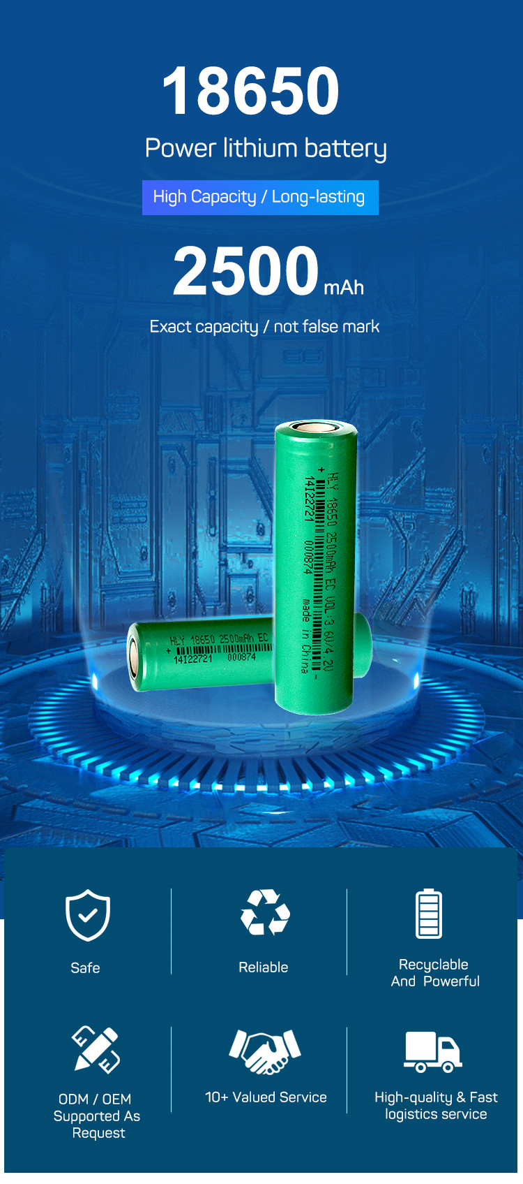 3.6V 2500mah солнечное поручающ 18650 батарей AAA большой емкости клеток перезаряжаемые