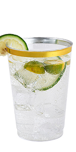 Plastic Champagne Flutes, 4.5 Oz Gold Rim Glasses, Disposable Clear Toasting Glasses Recyclable Cups For Wedding Party