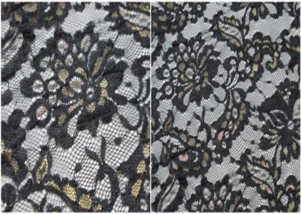 Eco Friendly Lace Metallic Nylon Fabric For Apparel Black CY-LW0219
