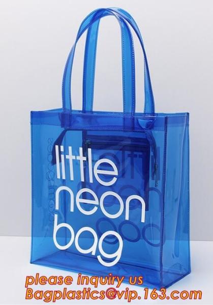 PVC soft pouch bag with round, packaging bag with embroidery recyclable quilt packaging bag, Handle Bag, PVC Shopping Ba