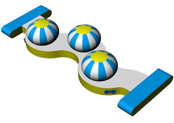 do parque inflável da água de encerado do PVC de 0.9mm jogos loucos da água 3 tampões
