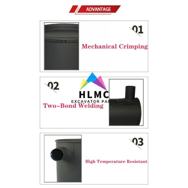 287-0218 Excavator Silencer Muffler E320D 90mm Tail Pipe D 280*320 H 645 IN 70 EX 90 Clamp 64.5