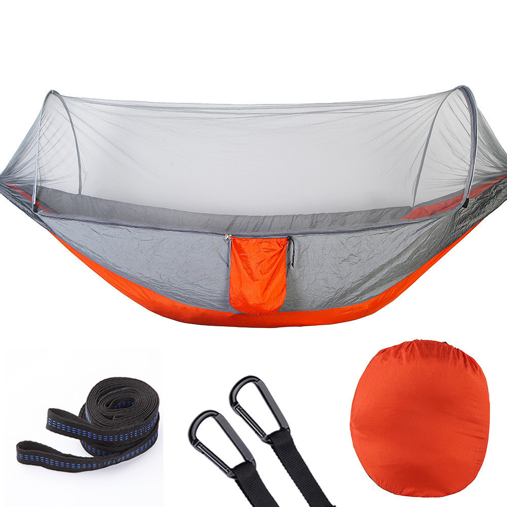 Automatic Quick Open Nylon Camping Hammock with Mosquito Net Waterproof and Versatile