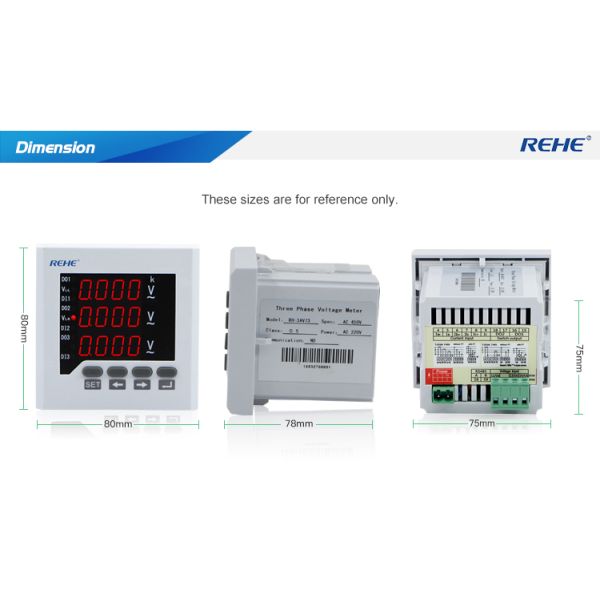 Three Phase Three Wire/Four Wire LED display digital panel meter generator Voltage Meter 80*80