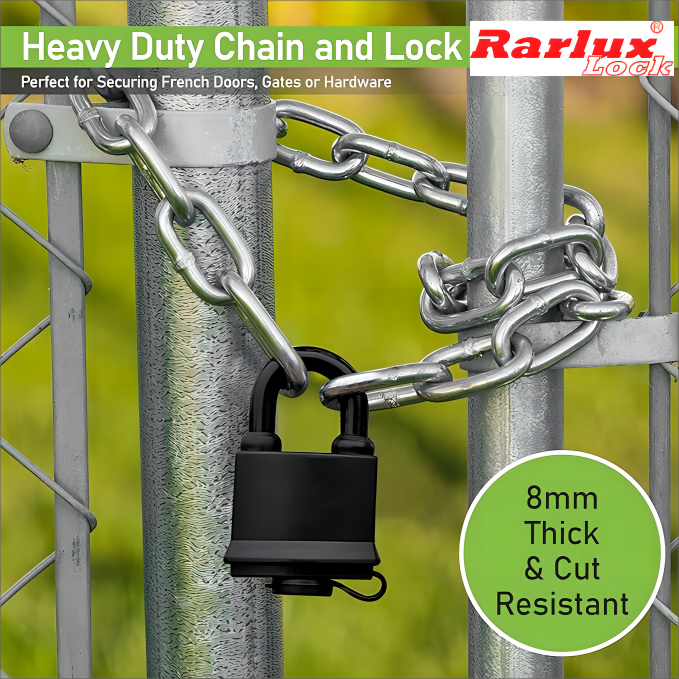Best Selling Rarlux Model 2325 8mm Durable Security Hardened Anti-Theft Iron Motorcycle Padlock Waterproof Key Unlock High