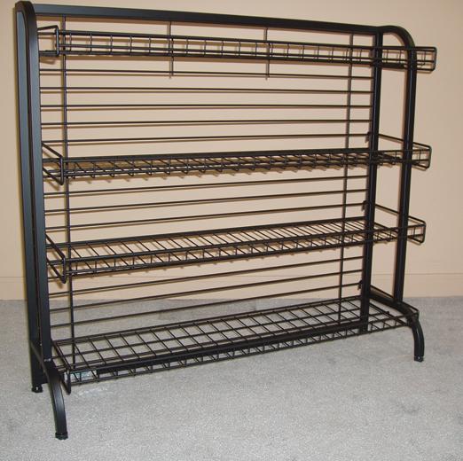 3 shelf red wire counter display rack