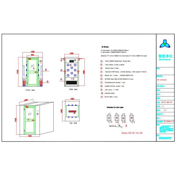 Ливень воздуха чистой комнаты АК 220В/пыль воздуха извлекая комнату в фабрике еды