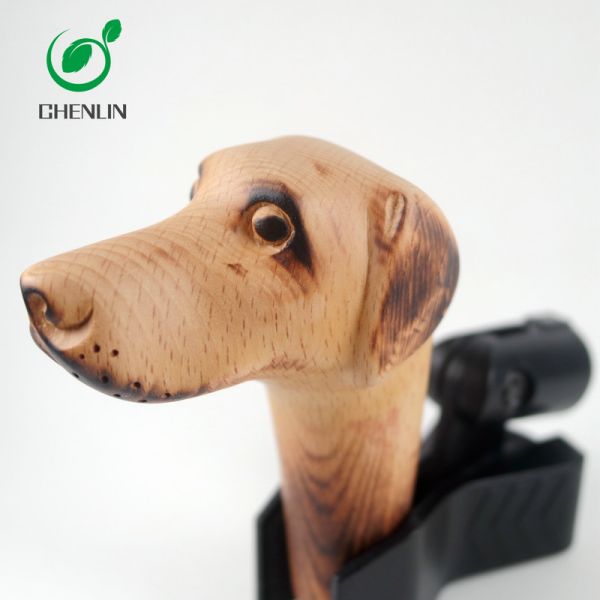 Lightweight Mini Umbrella Wooden Dog Head Handle With Black Walnut Material