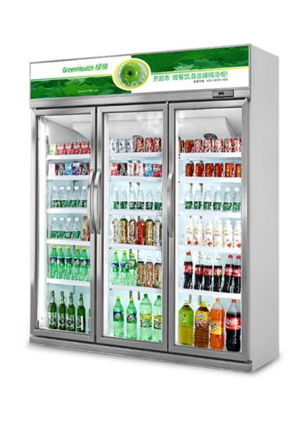 Commercial refrigerador de cerveja vertical portas de vidro duplo refrigerador de visualização de Coca-Cola fria