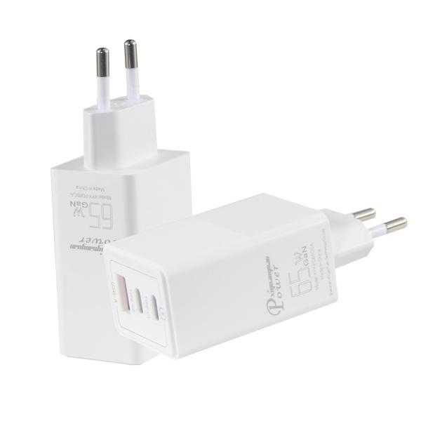 65W GaN USB-C PD3.0 Carregador rápido com tomada UE