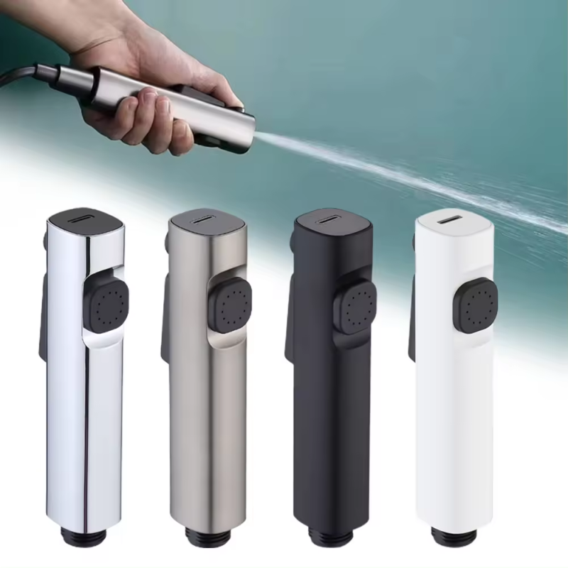 Wall Mounted Toilet Handheld Bidet Sprayer Hand Bidet Faucet with Dual Retractable Nozzle