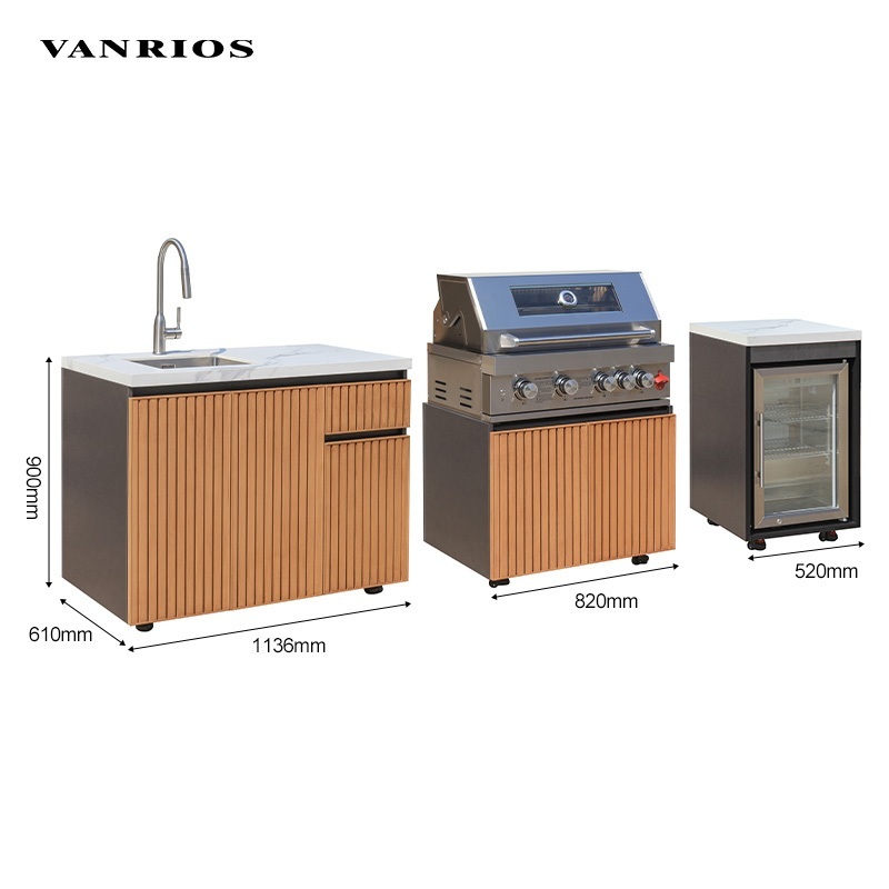 Professional Aluminum Outdoor Kitchen Set Rust Free With Integrated Gas Grill