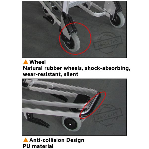 Aluminum Alloy Airport Luggage Trolley Using Airport With Handle Released Brake