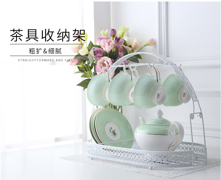 Gold Plated Six Hooks Tea Cup Holder Stand For Decoration