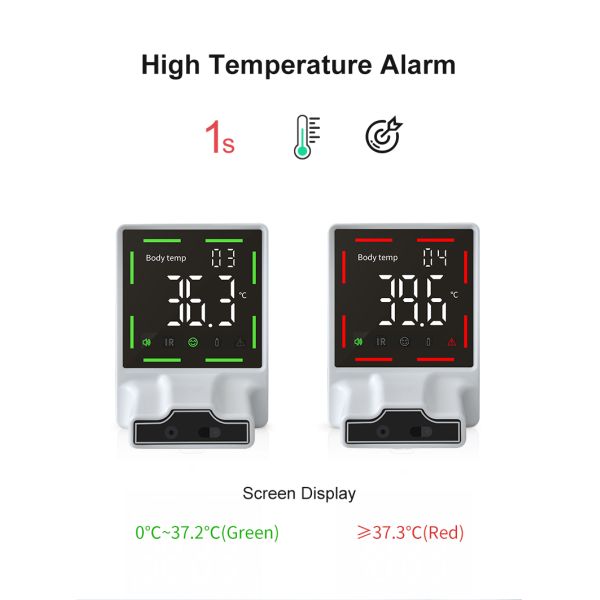 Wall Mounted Human Body Thermometer with Temperature Unit °C/°F and Measuring Time ≤2s