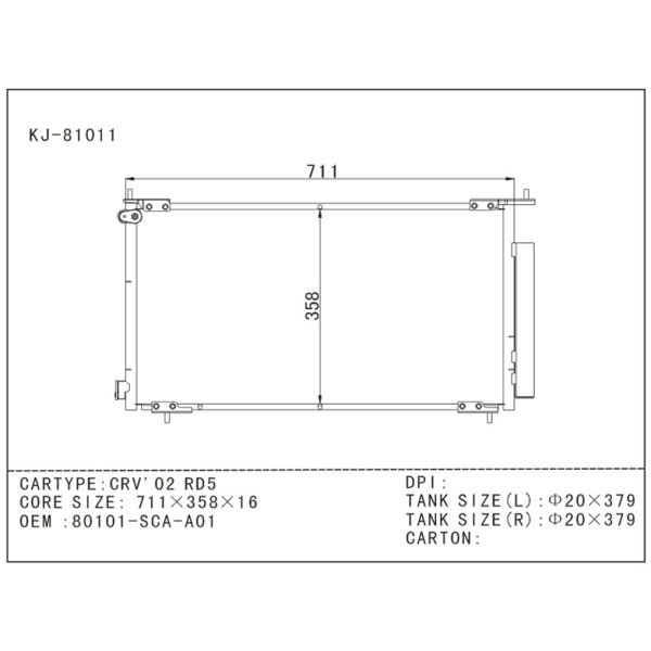 Automobile Honda AC Condenser For CRV 2002 RD5 , OEM 80101 - SCA - A01