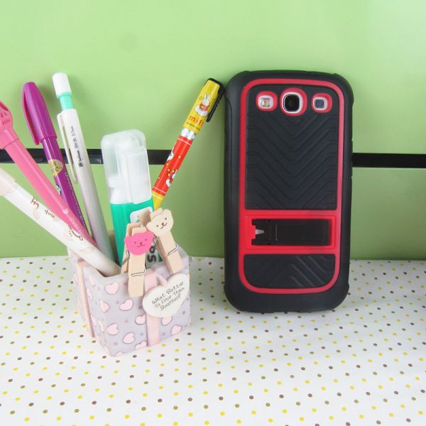 Red Brand New PC / TPU Cute Case For Samsung Galaxy s3 i9300 With Stand For Girls
