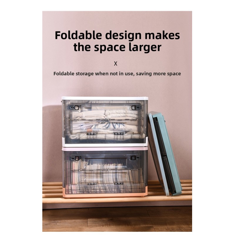 Large Capacity Foldable Storage Box Plastic Acrylic Book Bin Durable Transparent Snack Toy Organizer Collapsible Crate