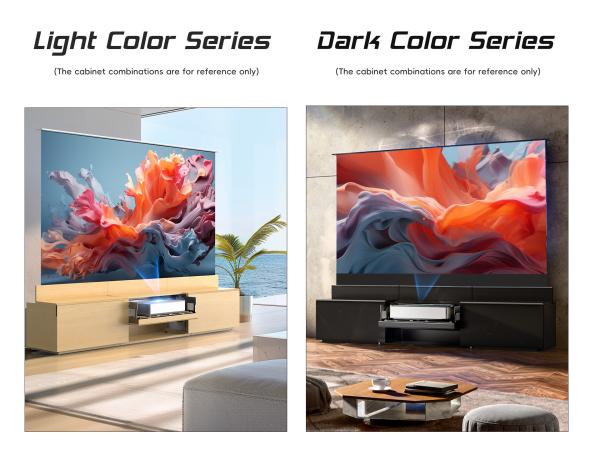 Mueble de TV Láser Motorizado Inteligente Gabinete UST Personalizado con Pantalla de Proyector