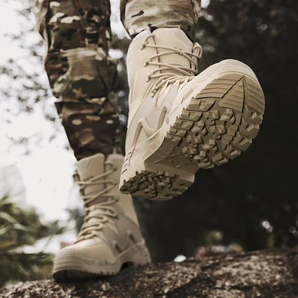 Mens Tactical Work Boots Black Yellow Hiking Camping Boots