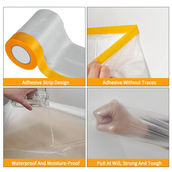 16m Length Stretch Film For High Temperature Outdoor Auto Paint Refinish Masking Paper