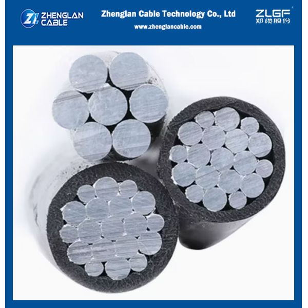0.6/1kv Aluminum / Aluminum Alloy Conductor XLPE Insulated 2*1/0+1/0 AAAC AWG ABC Cable Overhead Bundled Electric Wire Service Drop Triplex