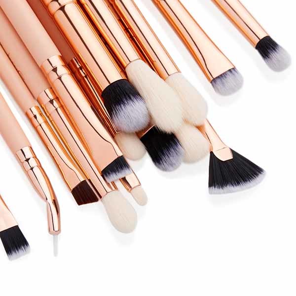 Jessup Wood Handle Essential Eye Makeup Brushes Glossy Aluminum Ferrule