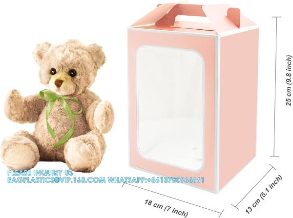 Large Gift Boxes, 10 Pcs Tote Paper Bags With Transparent Window, 9.8 X 7 X 5.1 Flower Bouquet Paper Gift Bags