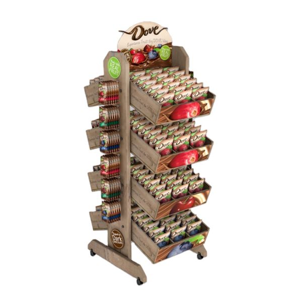 Storage Wood Stand Displays Retail Wooden Dessert Display Snack  For Supermarket