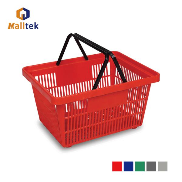 Populaire panier à main double poignée HDPP panier d'achat en plastique pour les magasins de détail