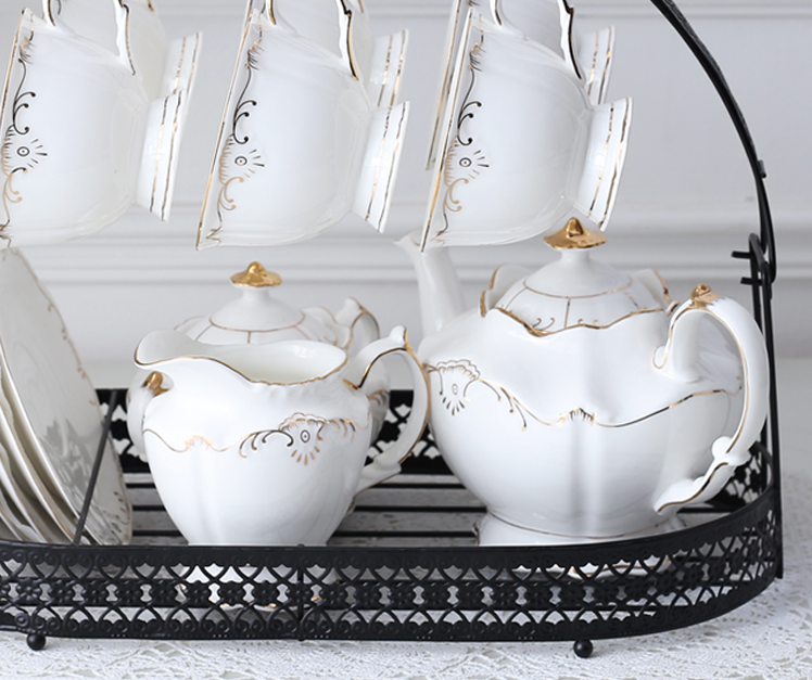 Gold Plated Six Hooks Tea Cup Holder Stand For Decoration