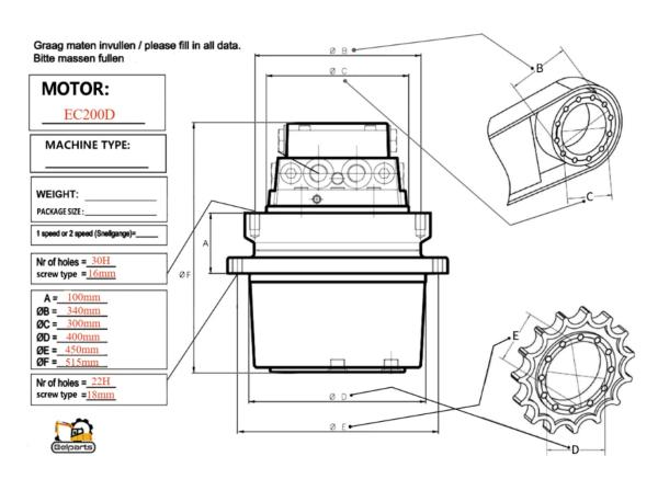 Belparts Excavator Parts EC200D VOE14719059 Volvo Travel Motor