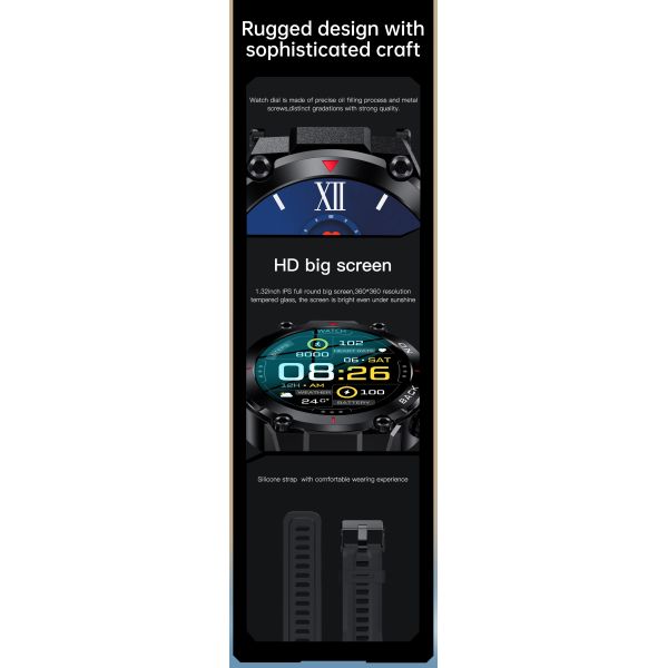 K37 GPS Smartwatch with AMOLED Display, Heart Rate & Blood Oxygen Monitoring