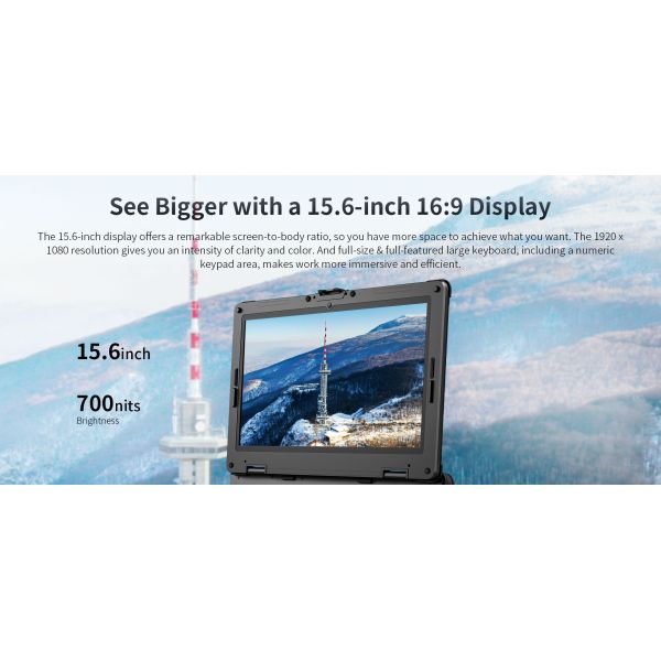 ONERugged N15T 15,6 polegadas Laptop industrial resistente Win11 Intel Core i5/i7 5G RJ45 RS232